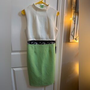 Mustard Seed White and Green Sleeveless Dress